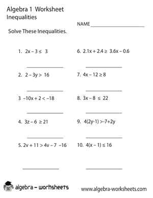 Algebra 1 Inequalities Worksheets