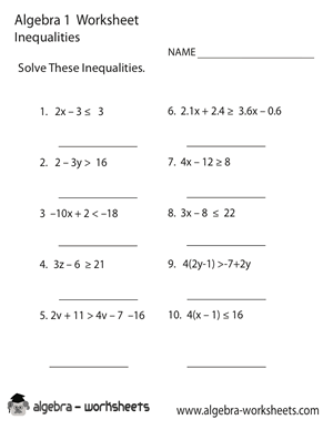 worksheets 1  algebra inequalities Worksheet Inequalities Algebra linear