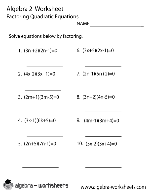 Algebra 1 Factoring Worksheet