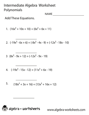 Free Printable Intermediate Algebra Worksheets - Also Available Online