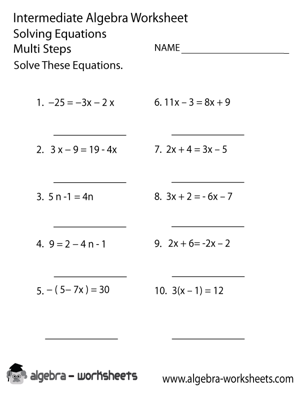 Free Printable Worksheets Solving Equations With Variables On Both Sides