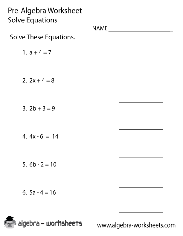 Free Printable Pre Algebra Worksheets For 7th Graders