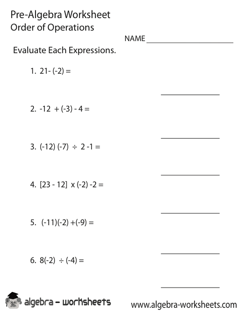 Easy Order Of Operations Worksheets Pdf