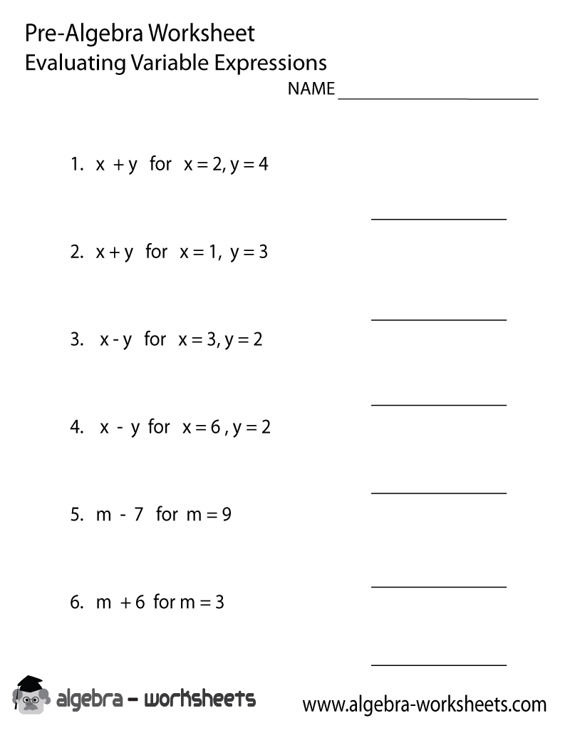 Equations Pre-Algebra Worksheet Printable - Optimized for Printing