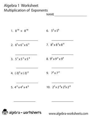Algebra 1 Multiplication Exponents Worksheets