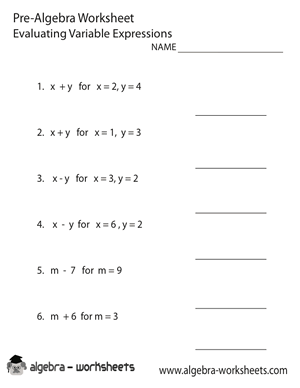 Free Printable Pre Algebra Worksheets Also Available Online